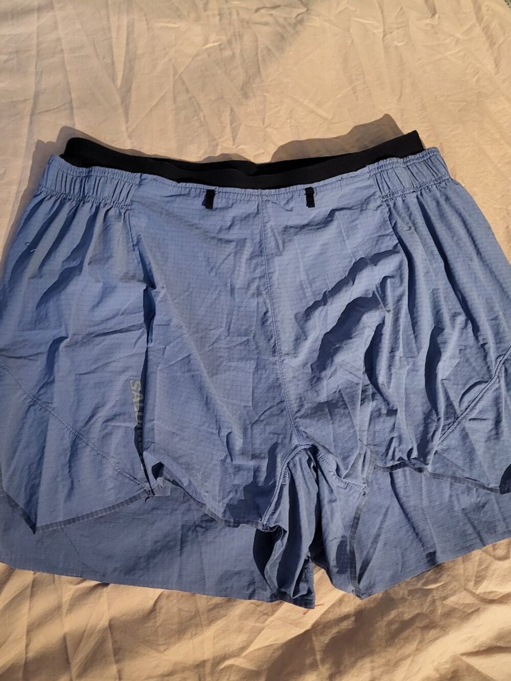 Salomon men's large running shorts. Integrated front pocket